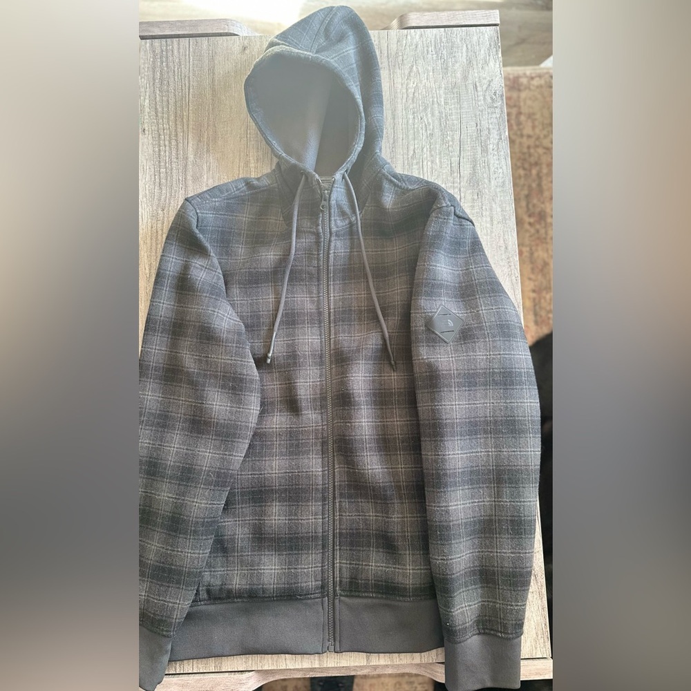 Carhartt Men’s Dark Gray/Black Plaid Hooded Heavy Zip Up Jacket Size Large